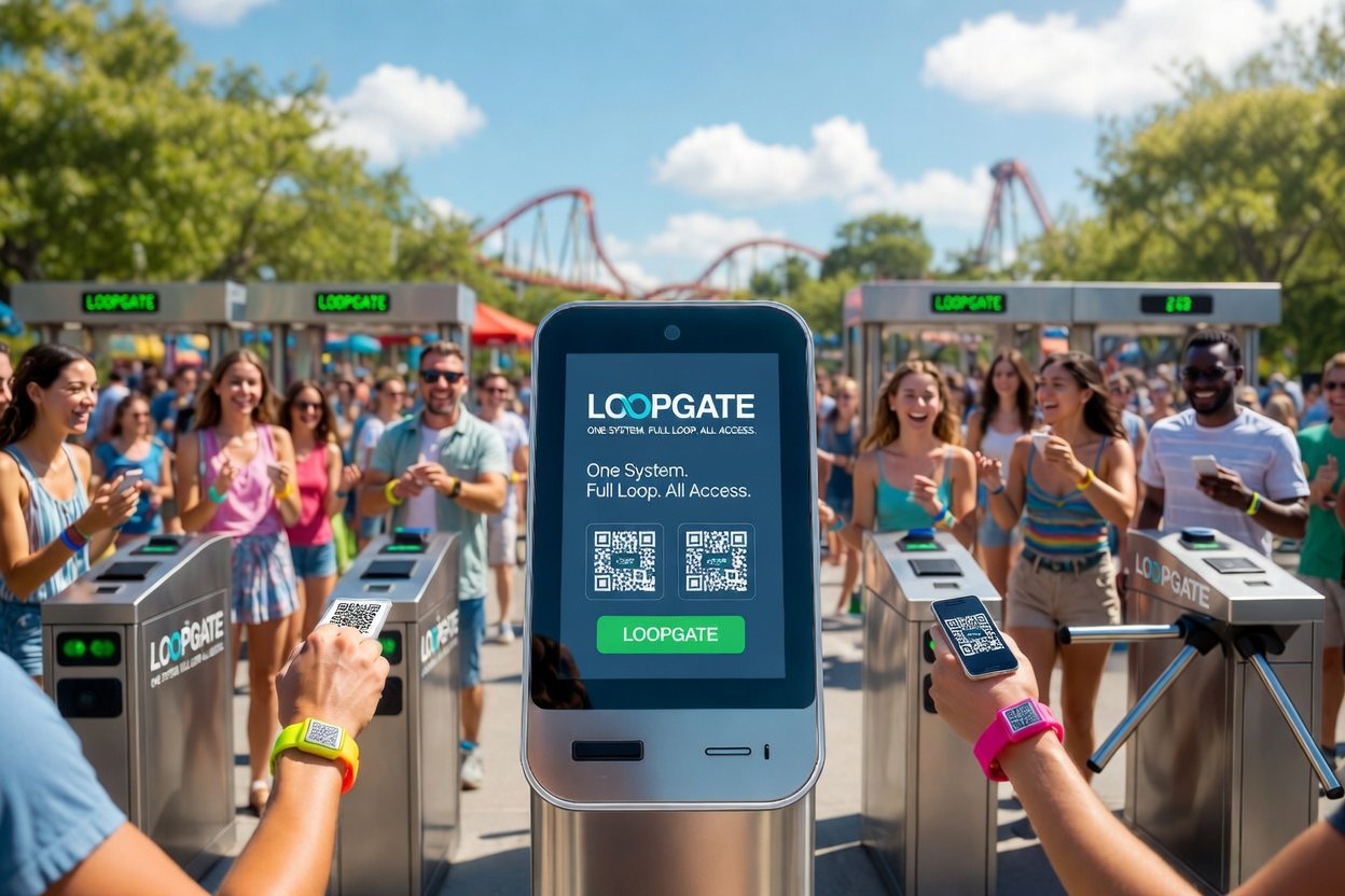 LOOPGATE im Freizeitpark — Kiosk, Drehkreuz, Schließfächer